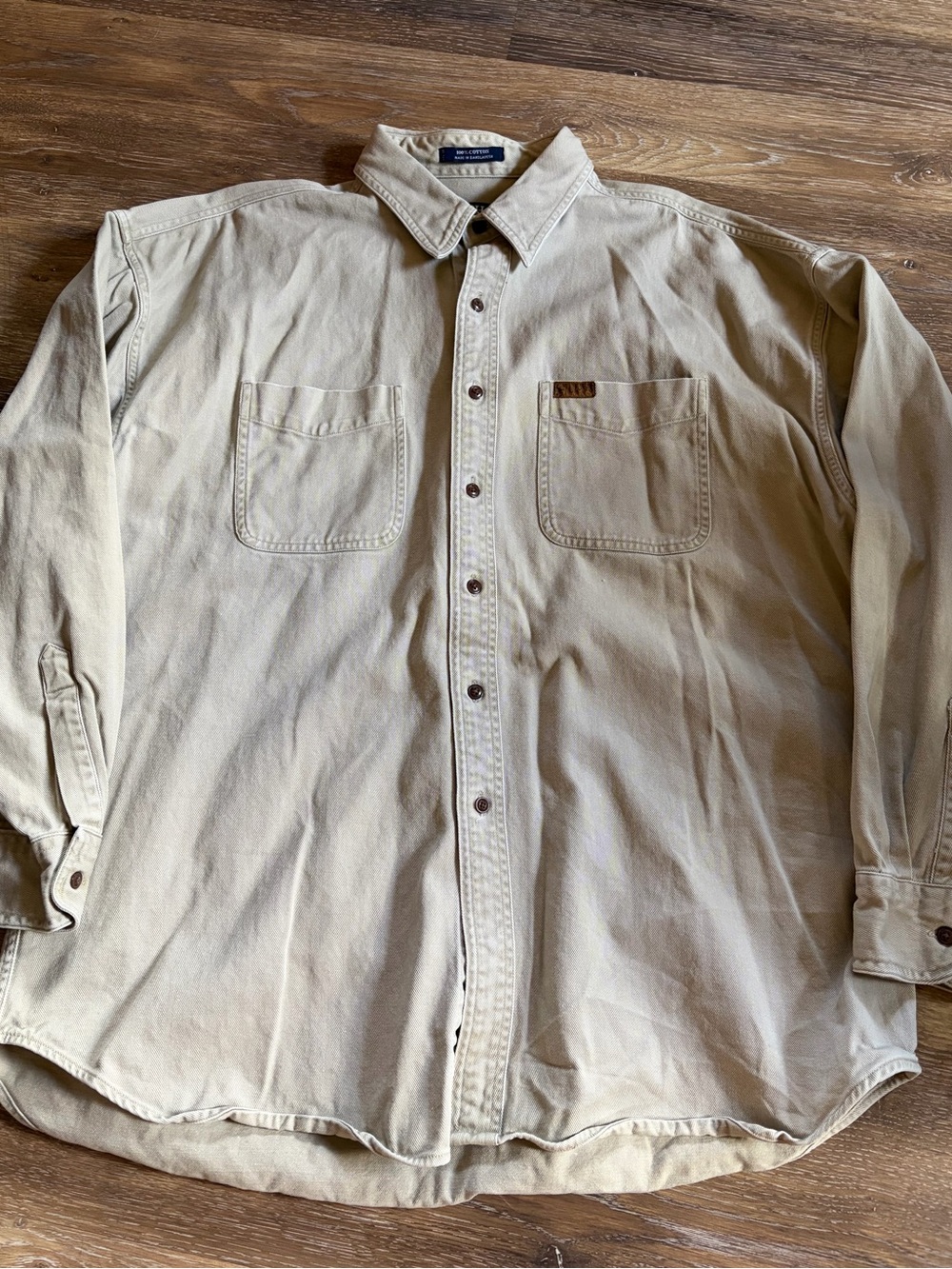 Chaps Beige Button-Down Work Shirt